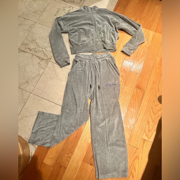 FREE SHIP-Misguided x Sean John 2pc velour tracksuit jacket grey women’s US 4,2 - Picture 2 of 8
